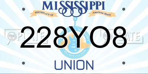 228YO8 Mississippi License Plate