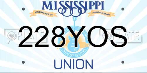 228YOS Mississippi License Plate