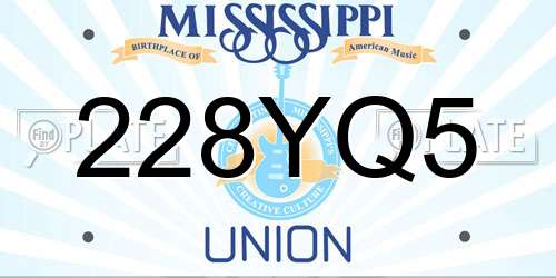 228YQ5 Mississippi License Plate
