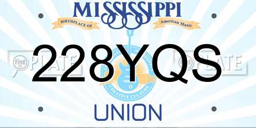 228YQS Mississippi License Plate