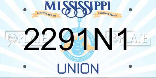 2291N1 Mississippi License Plate