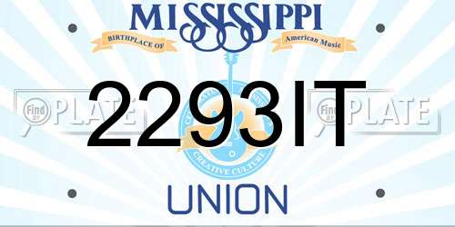 2293IT Mississippi License Plate