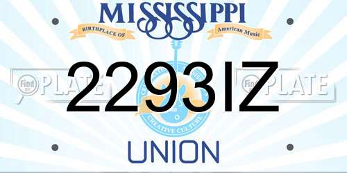 2293IZ Mississippi License Plate