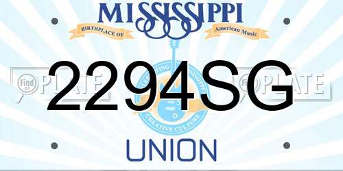2294SG Mississippi License Plate