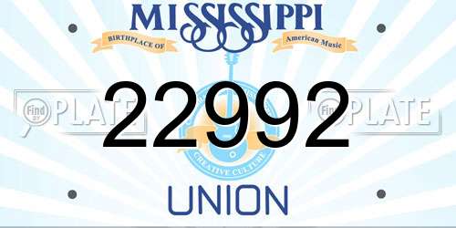 22992 Mississippi License Plate