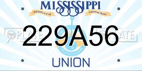 229A56 Mississippi License Plate