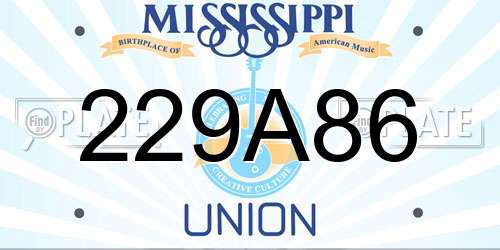 229A86 Mississippi License Plate