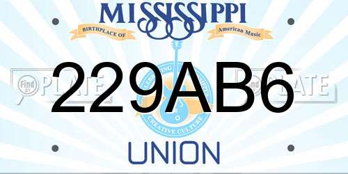 229AB6 Mississippi License Plate