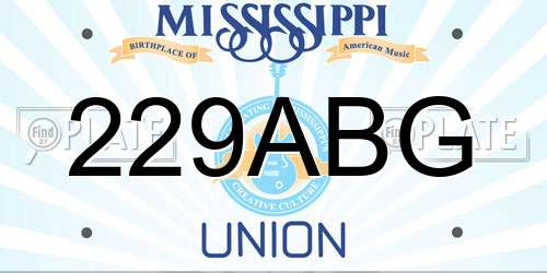 229ABG Mississippi License Plate