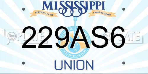 229AS6 Mississippi License Plate