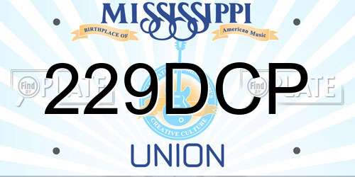 229DCP Mississippi License Plate