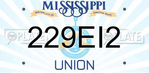 229EI2 Mississippi License Plate