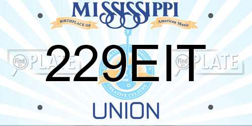 229EIT Mississippi License Plate