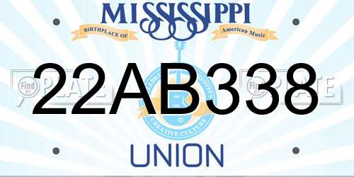 22AB338 Mississippi License Plate