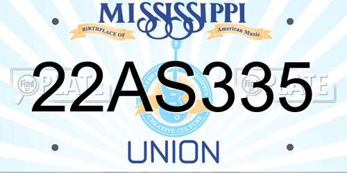 22AS335 Mississippi License Plate