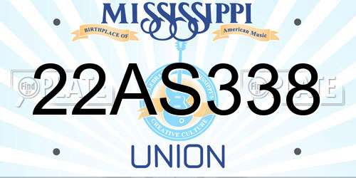 22AS338 Mississippi License Plate