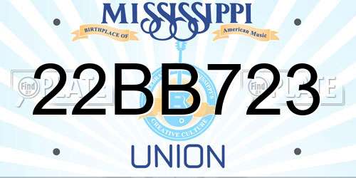 22BB723 Mississippi License Plate