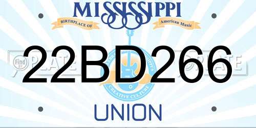 22BD266 Mississippi License Plate