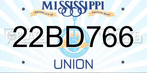 22BD766 Mississippi License Plate
