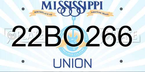 22BO266 Mississippi License Plate