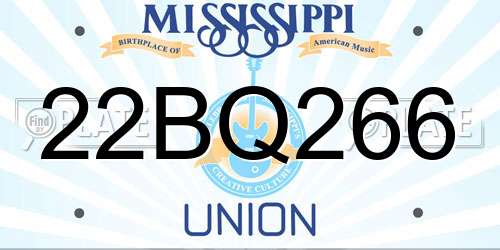 22BQ266 Mississippi License Plate