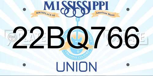 22BQ766 Mississippi License Plate