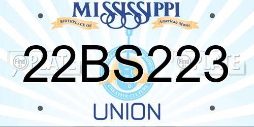 22BS223 Mississippi License Plate