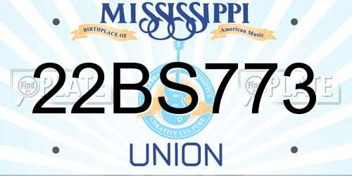 22BS773 Mississippi License Plate