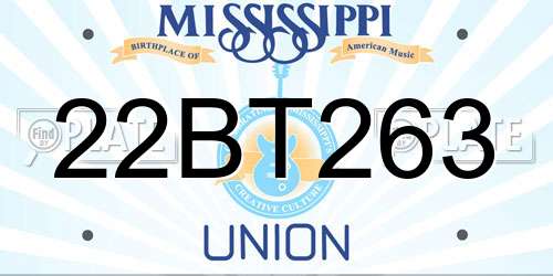 22BT263 Mississippi License Plate