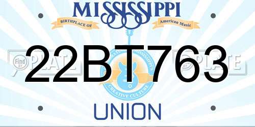 22BT763 Mississippi License Plate