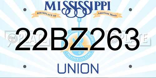 22BZ263 Mississippi License Plate