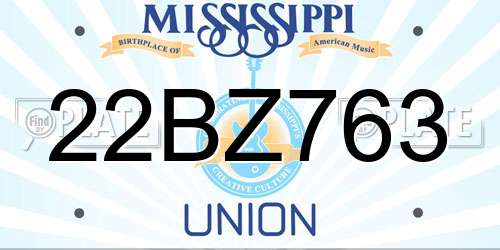 22BZ763 Mississippi License Plate