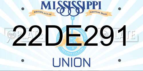 22DE291 Mississippi License Plate