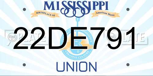 22DE791 Mississippi License Plate