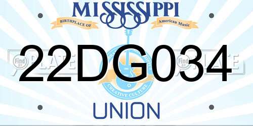 22DG034 Mississippi License Plate