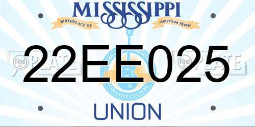 22EE025 Mississippi License Plate
