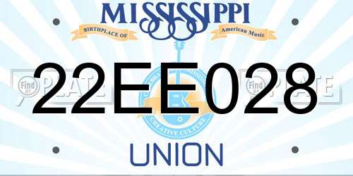 22EE028 Mississippi License Plate