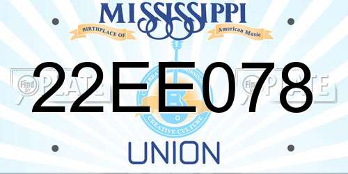 22EE078 Mississippi License Plate