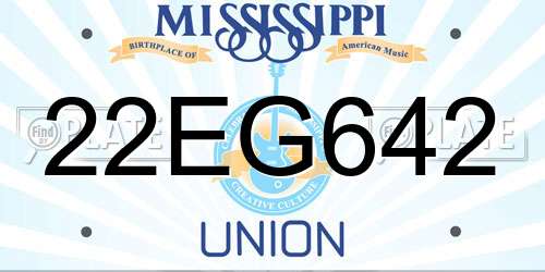 22EG642 Mississippi License Plate