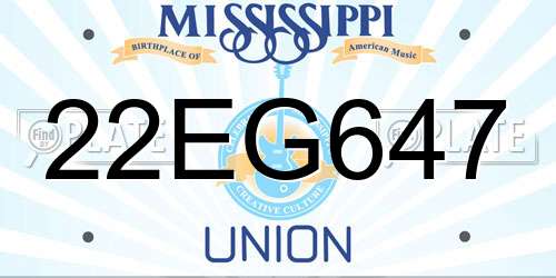 22EG647 Mississippi License Plate