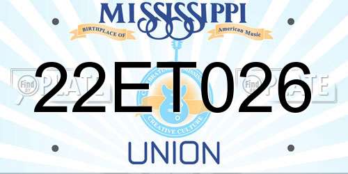22ET026 Mississippi License Plate