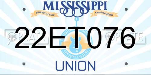 22ET076 Mississippi License Plate