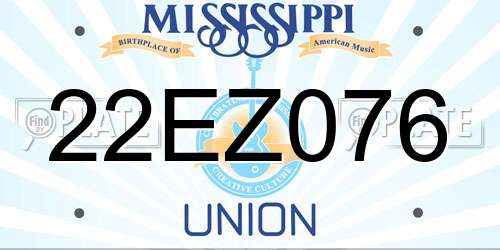 22EZ076 Mississippi License Plate