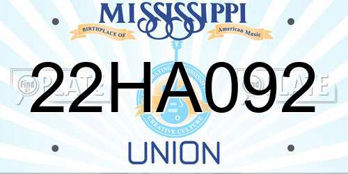 22HA092 Mississippi License Plate