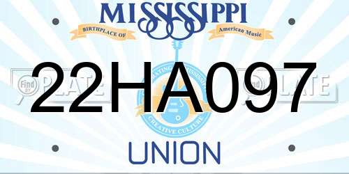 22HA097 Mississippi License Plate
