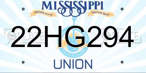 22HG294 Mississippi License Plate