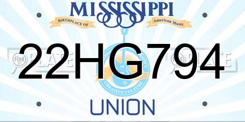 22HG794 Mississippi License Plate