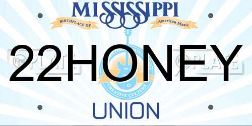 22HONEY Mississippi License Plate
