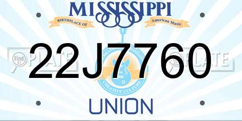 22J7760 Mississippi License Plate