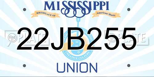 22JB255 Mississippi License Plate